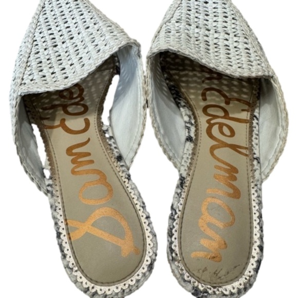 Sam Edelman Cream Elva Slip On Woven Mule Flats - Picture 7 of 9